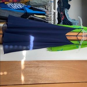 Navy blue dress with braided straps